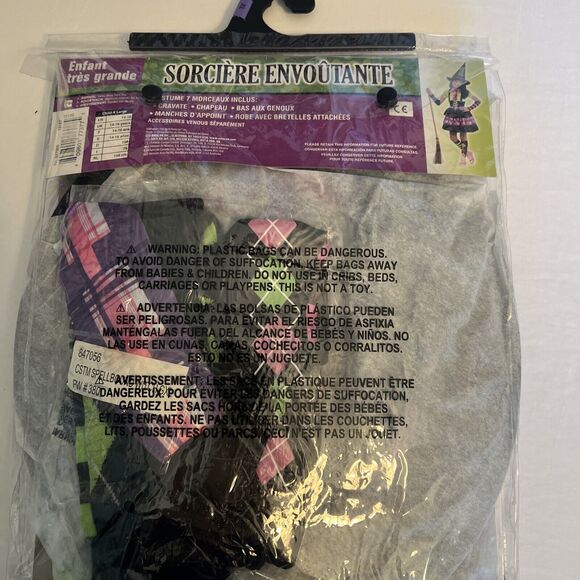 Spellbound Witch Halloween Costume Child XL 12-14, 7 PCs: Dress, Hat, Socks, .. - Picture 9 of 15